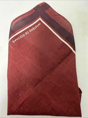 Rochas Paris Mystère Vintage Handkerchief Burgundy Maroon Square Pocket Square